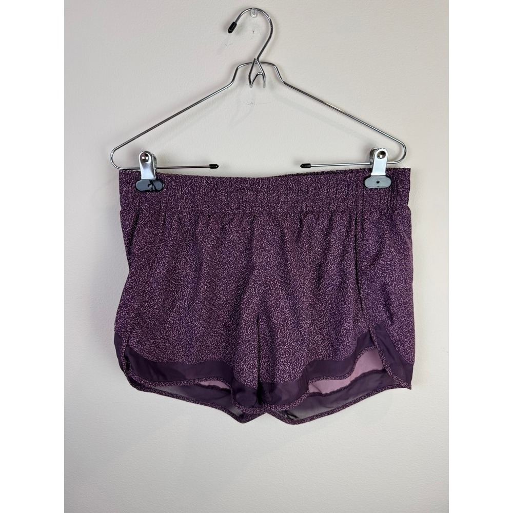 Athleta Printed Mesh Racer Run Short 4in Purple Speckled Mesh Trim Women M